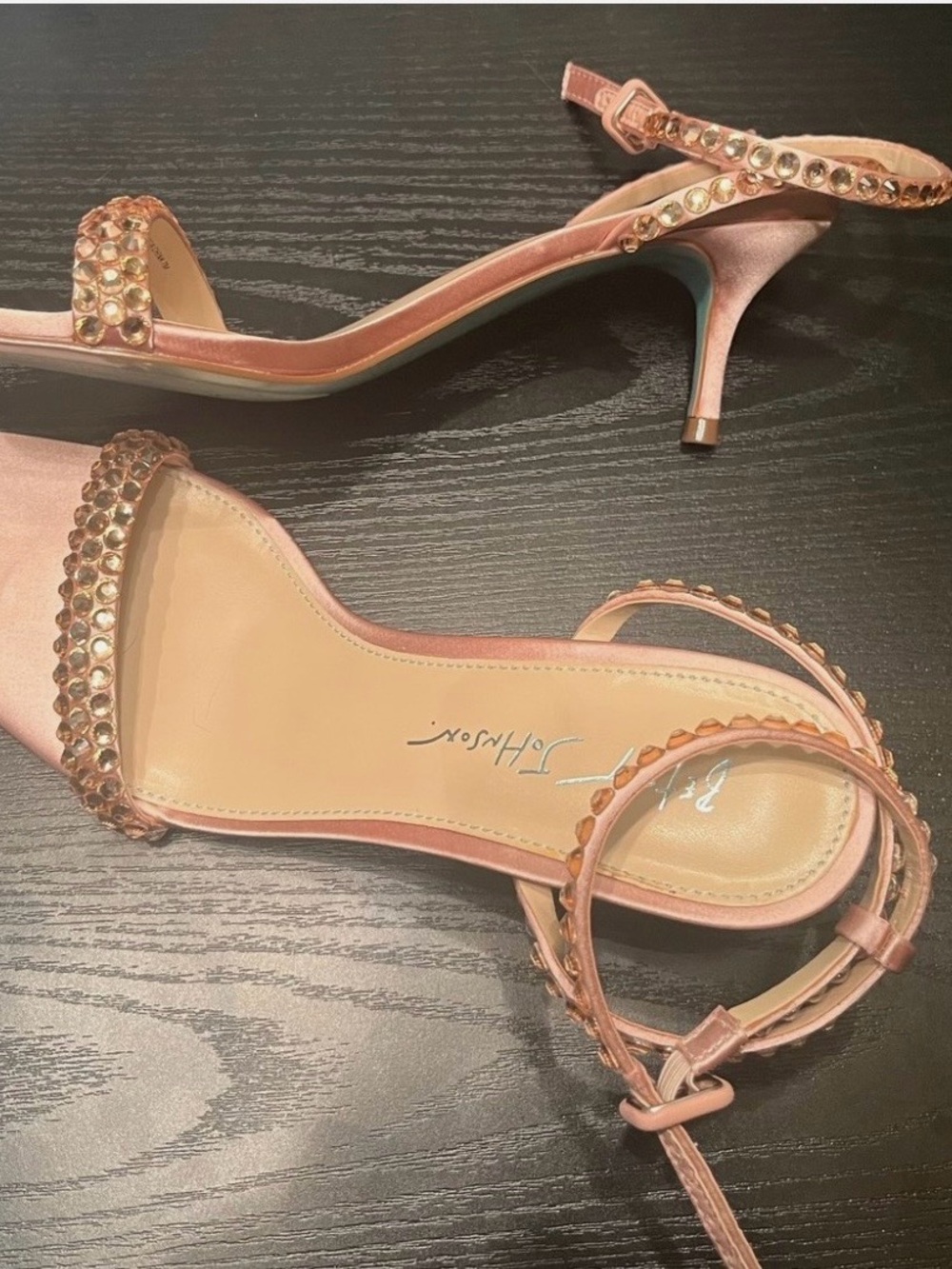 Betsey Johnson Stone Blush Kitten Heels with Rhinestones size 7